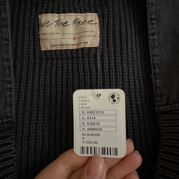 Free People We The Free Charcoal Knit Cardigan sz S - Picture 4 of 7